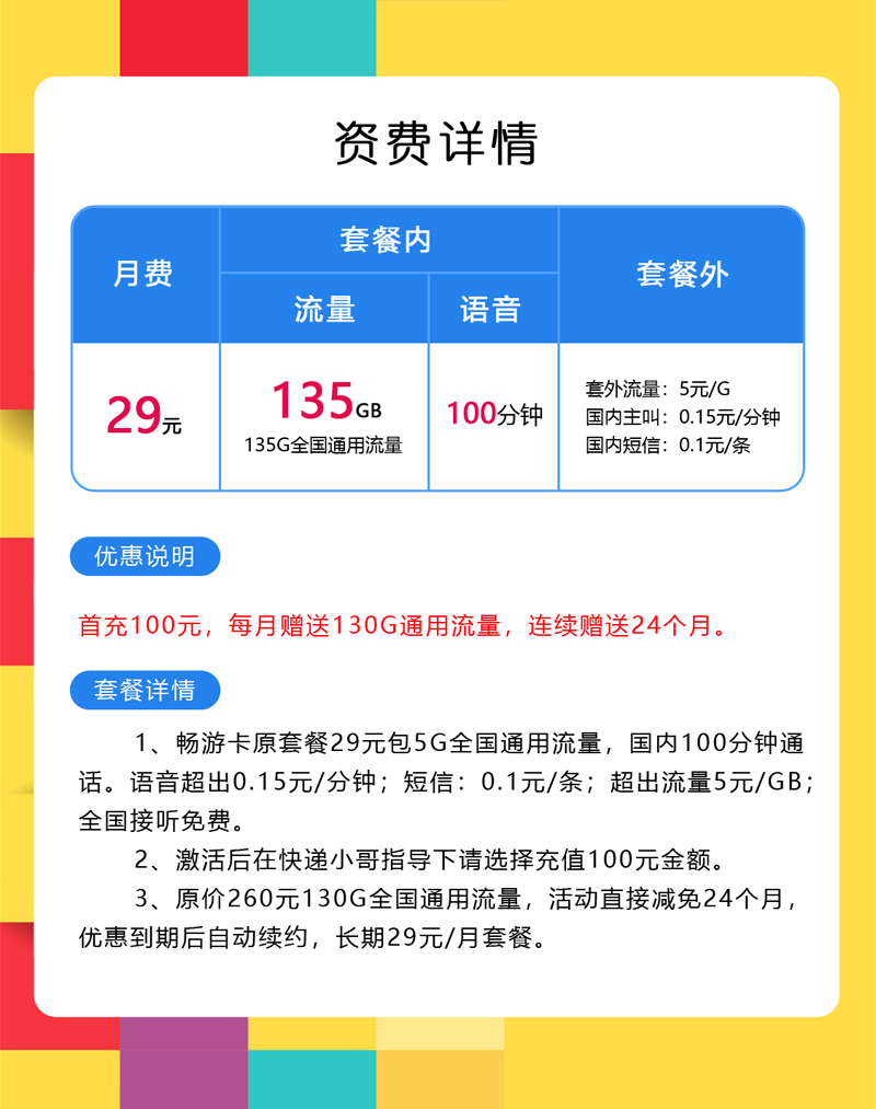 浙江联通畅游卡29元135G通用流量+100分钟  第2张